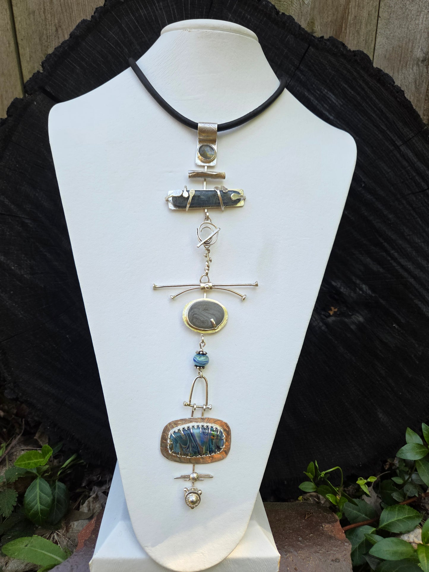 Echos of Water and Sky: One-of-a-kind convertable talisman statement necklace
