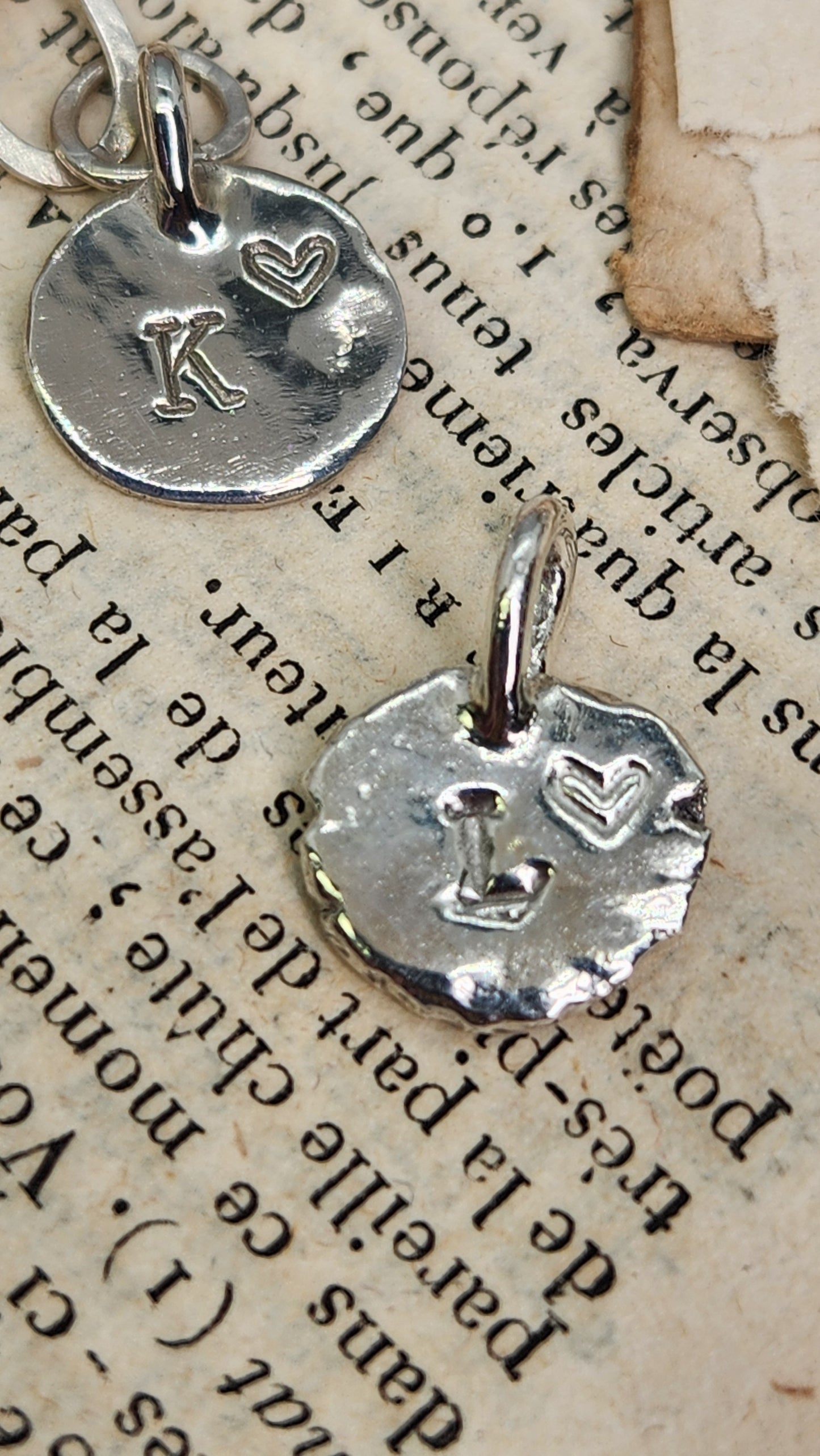 Custom recycled silver charm MTO