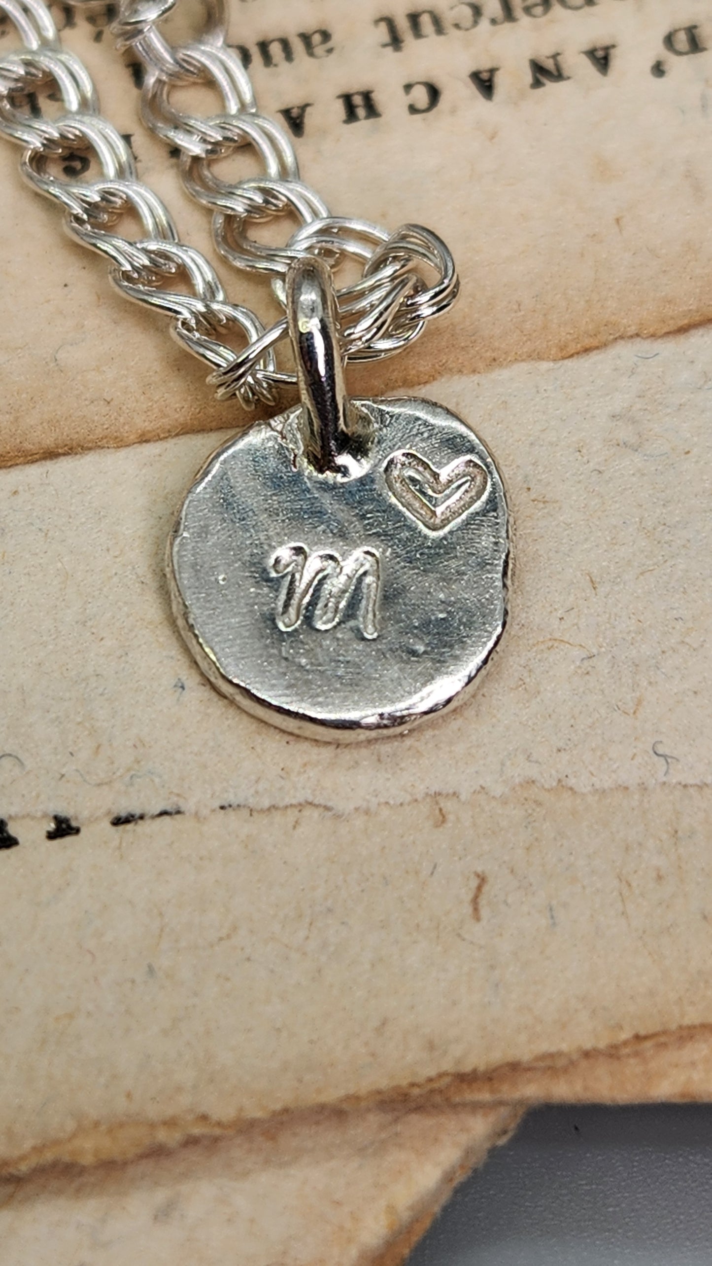 Custom recycled silver charm MTO