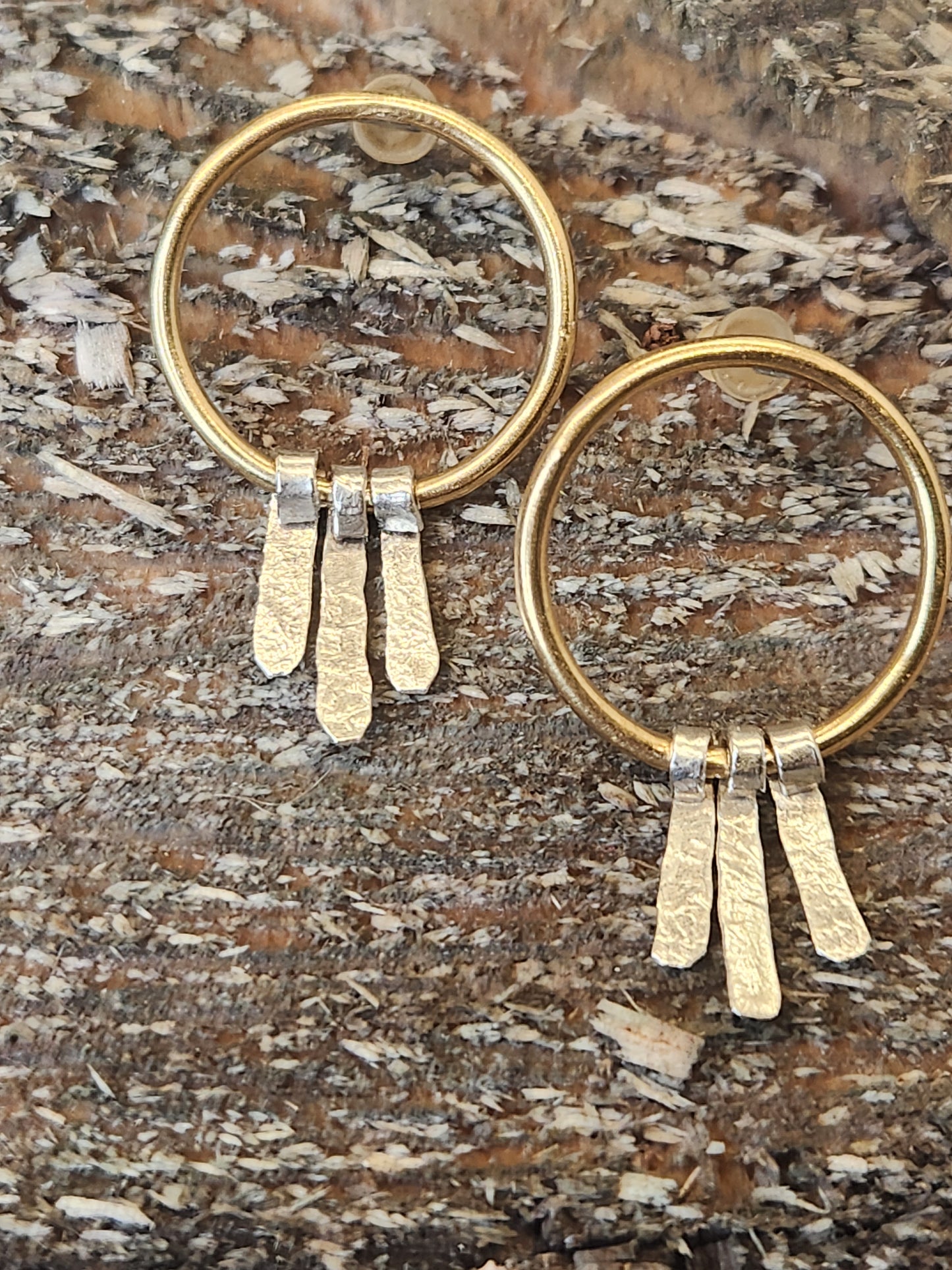 Boho dangles hoop post earrings