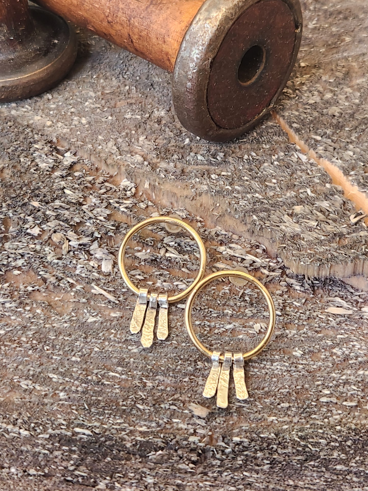 Boho dangles hoop post earrings