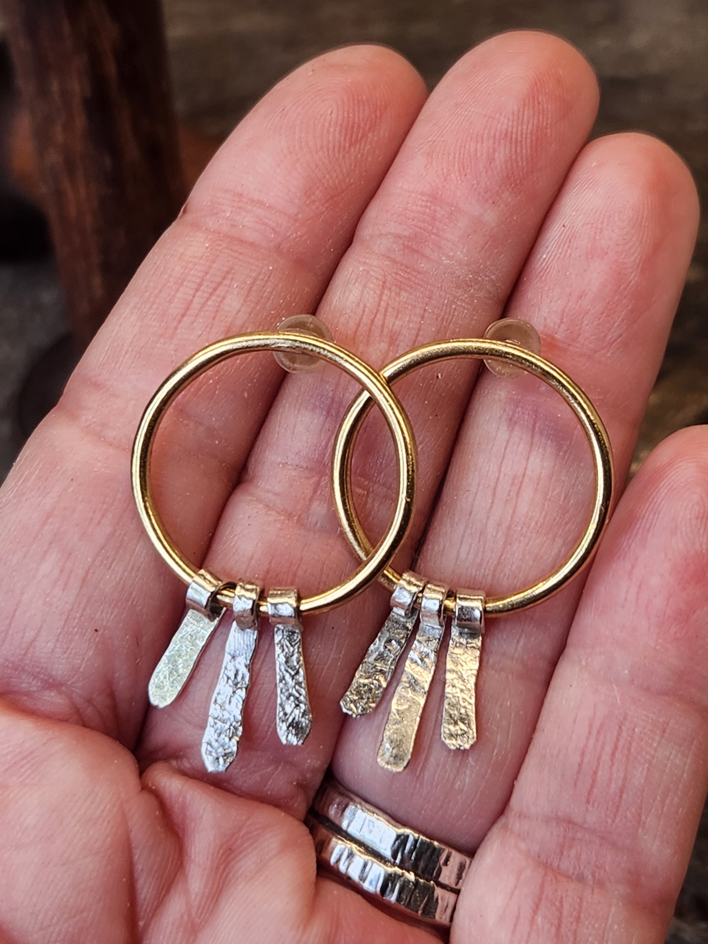 Boho dangles hoop post earrings