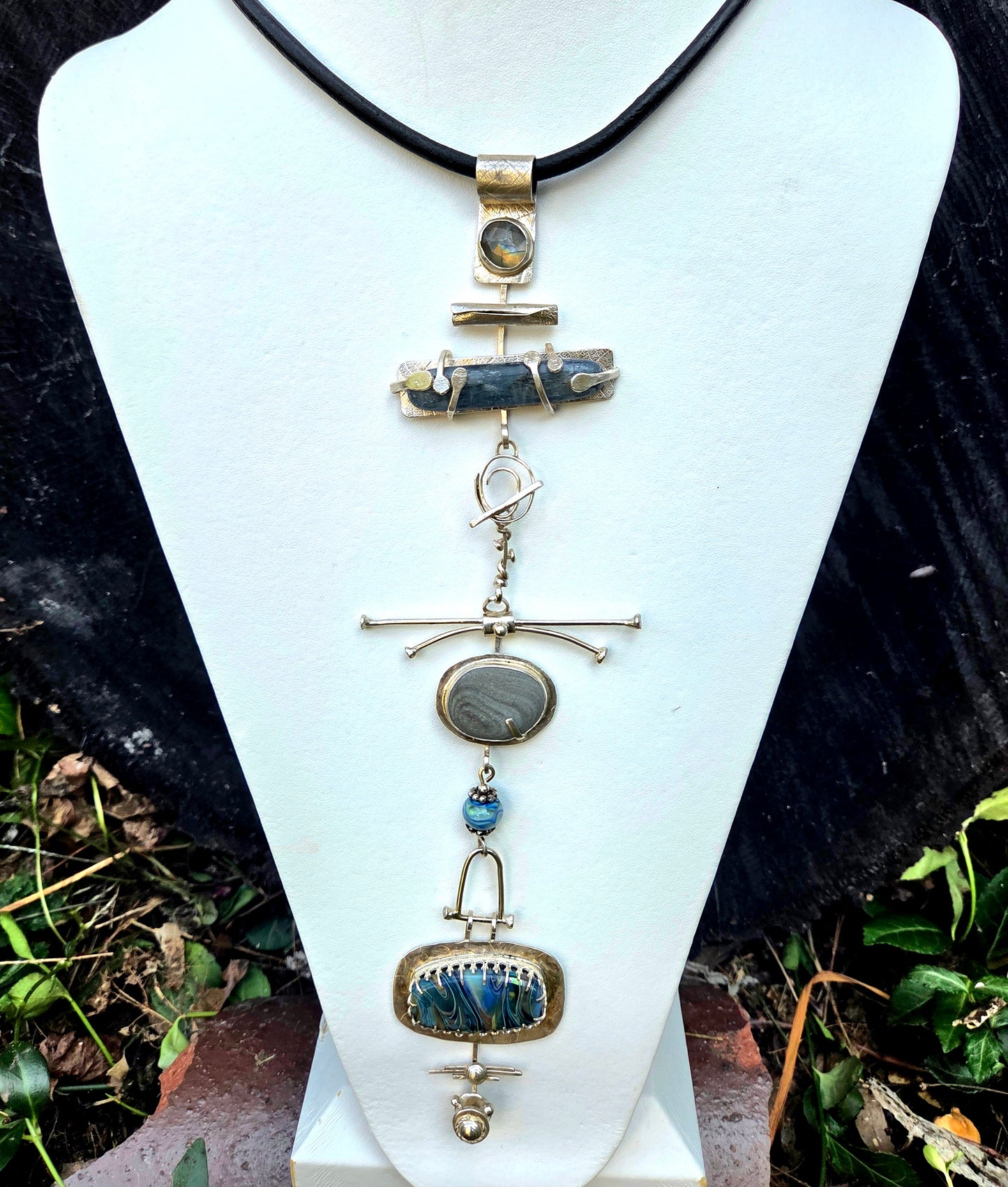 Echos of Water and Sky: One-of-a-kind convertable talisman statement necklace