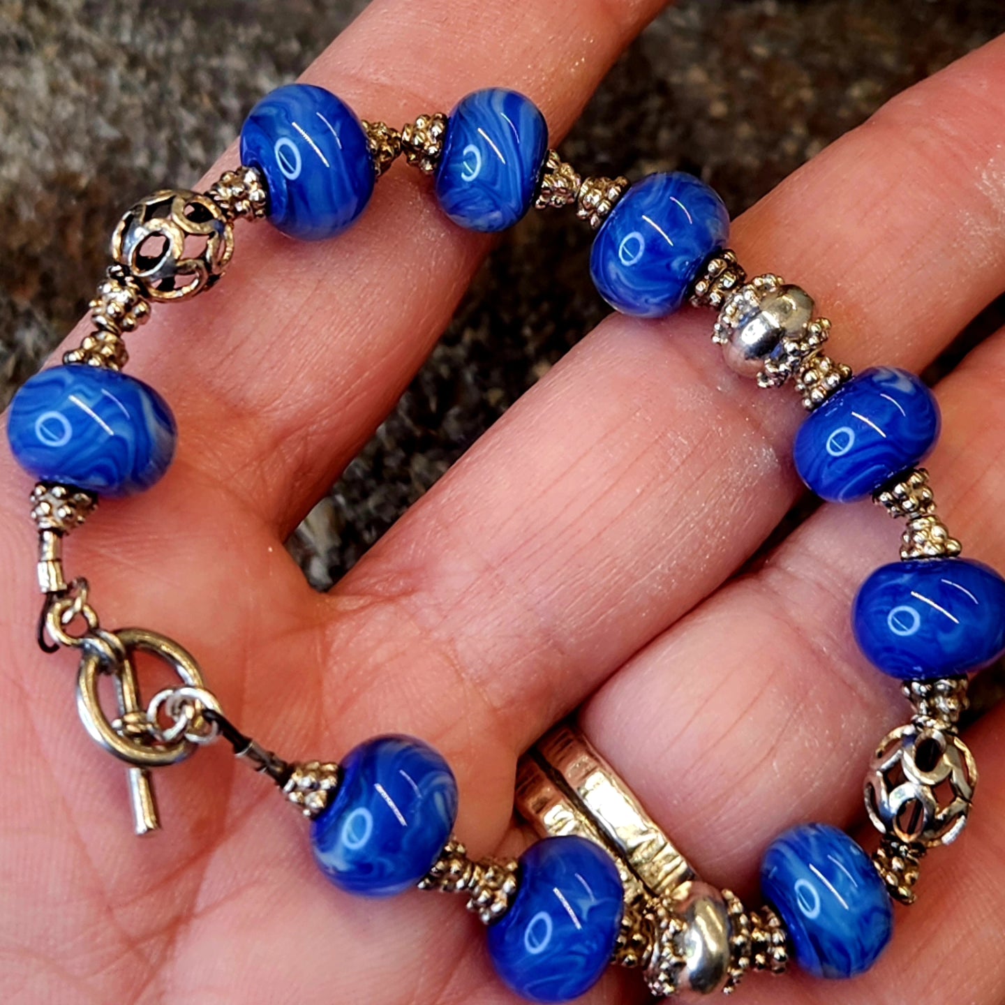 Shades of deep blues bracelet