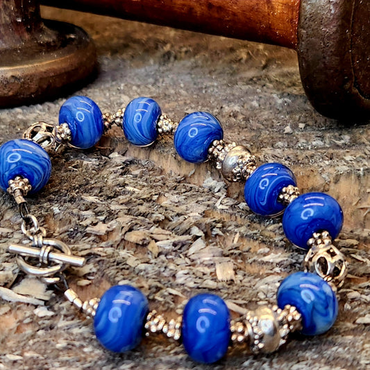 Shades of deep blues bracelet