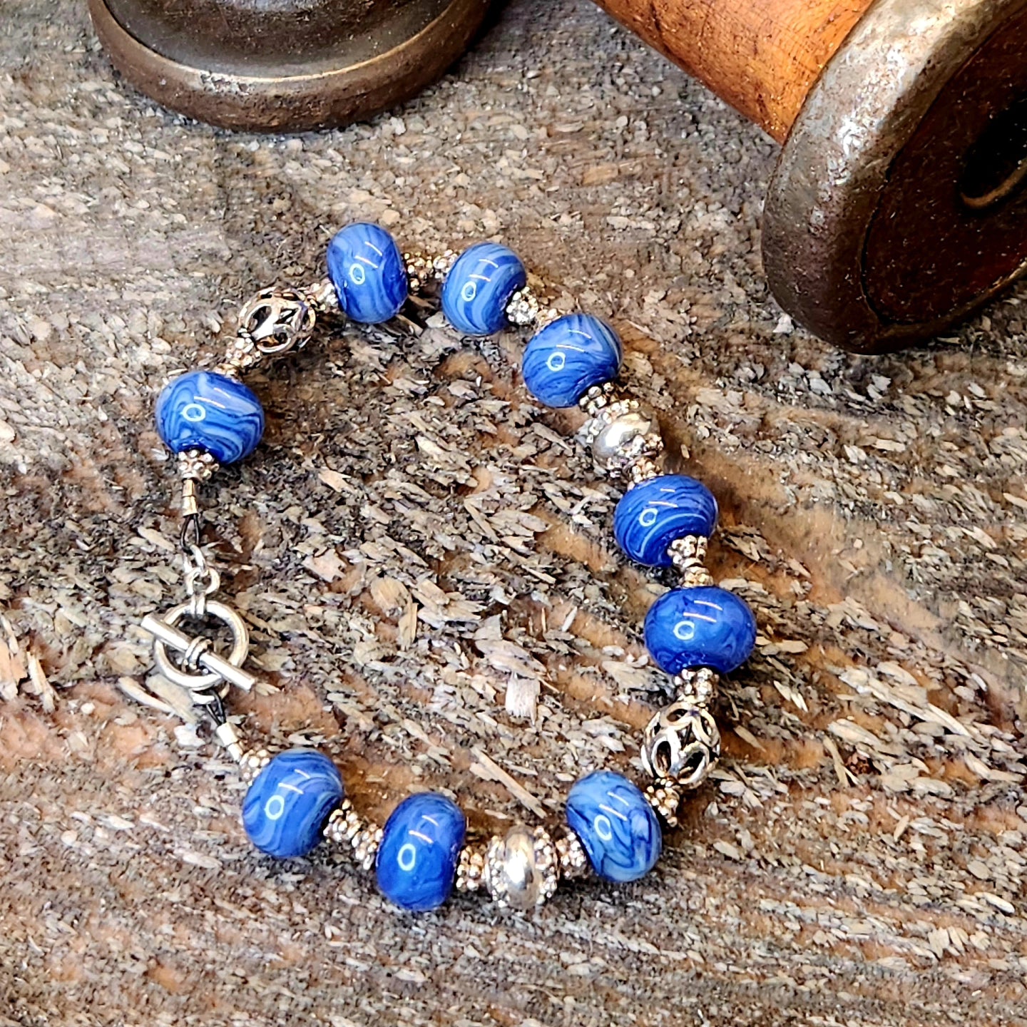 Shades of deep blues bracelet