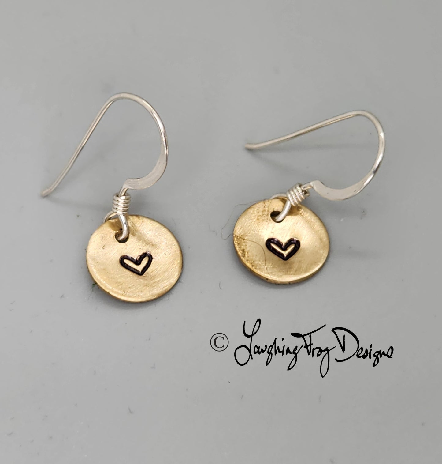 Tiny heart brass earrings