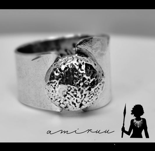 Recycled silver button ring MTO