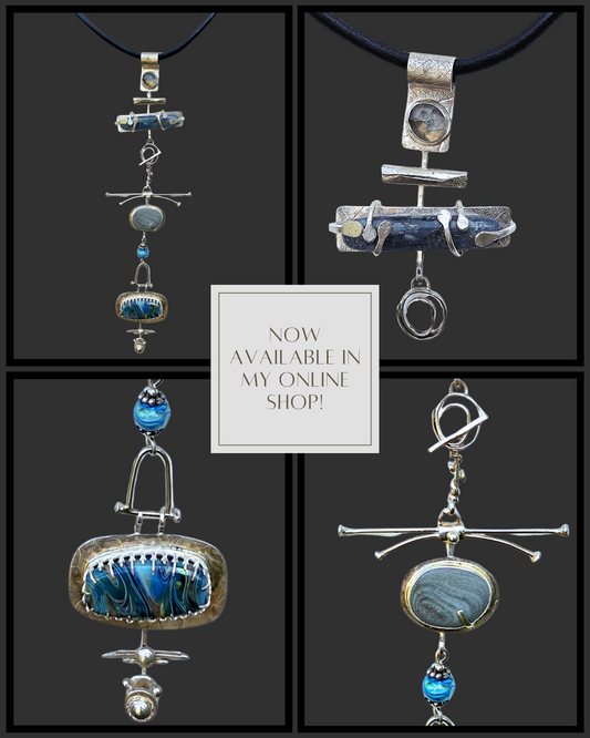 Echos of Water and Sky: One-of-a-kind convertable talisman statement necklace