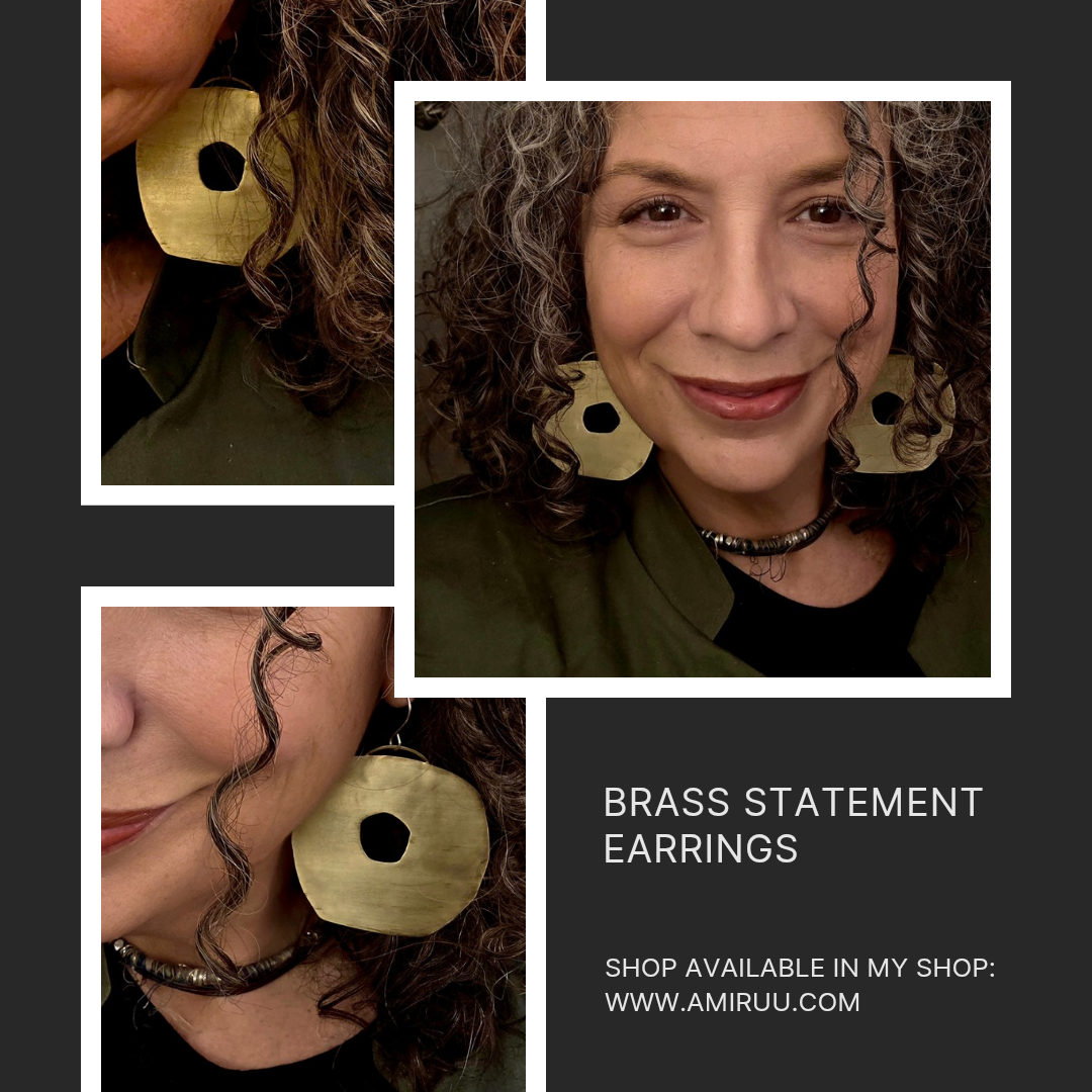 Boho statement brass earrings