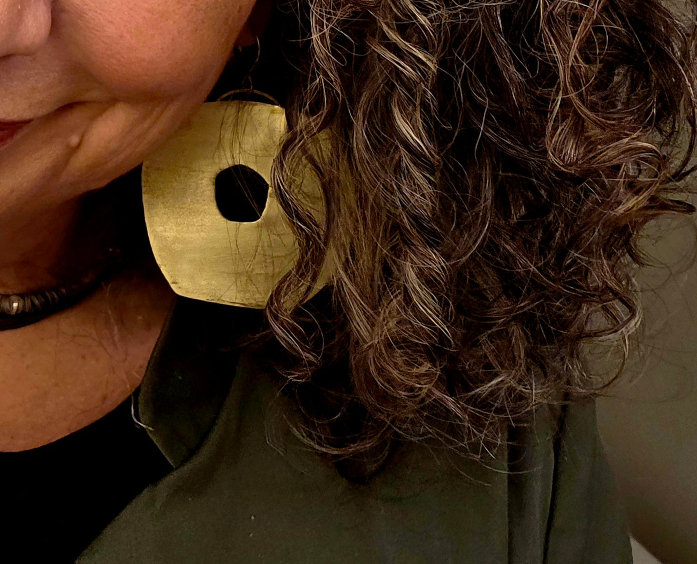 Boho statement brass earrings